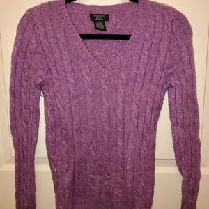 Cashmere blend Cable V-Neck sweater metallic